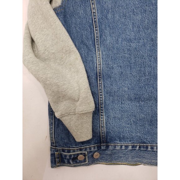 Levi Strauss Hybrid Sweatshirt-Style Hooded Original Denim Trucker Jacket Large - Picture 7 of 12
